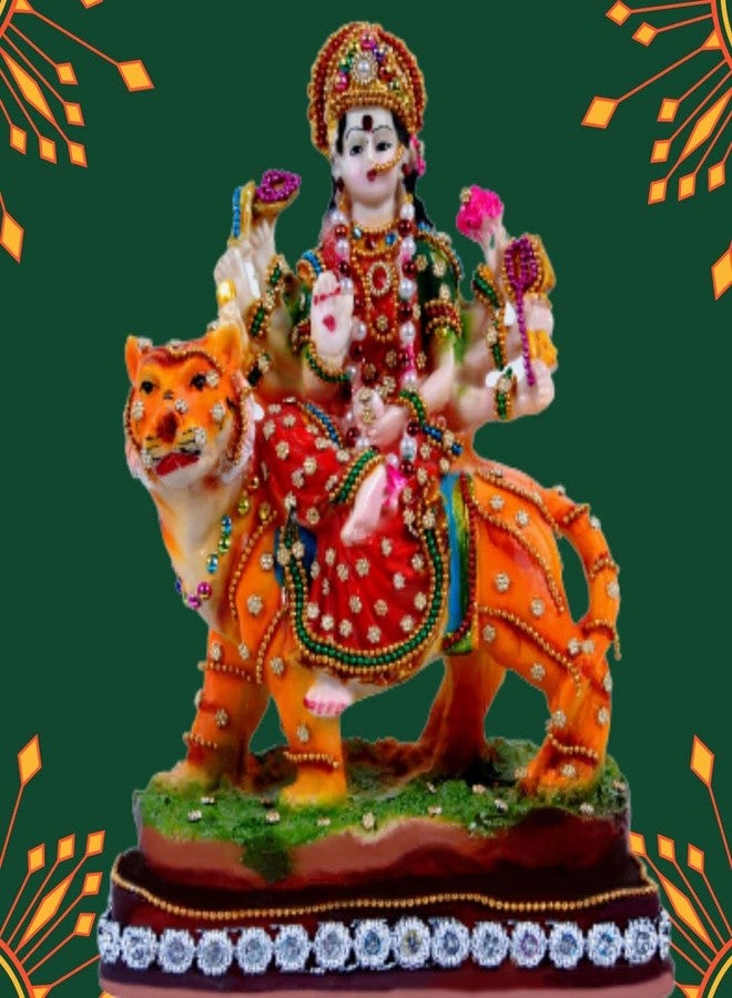Buji Craft Goddess Durga Idol Sherawali MATA Murti للمنزل معبد ماندير ما دورجا ديفي تمثال لبوجا ديكور دورجا ما للمكتب المنزلي هدية مهرجان ديوالي نافراتري (8 بوصة) 1740 - Image 3